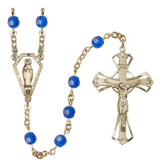 14 Karat Gold-Filled 6mm Austrian Crystal Miraculous Rosary in Capri Blue