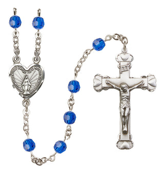 Sterling Silver 6mm Austrian Crystal Miraculous Rosary in Capri Blue