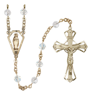 14 Karat Gold 6mm Austrian Crystal Miraculous Rosary in Crystal