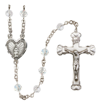 Sterling Silver 6mm Austrian Crystal Miraculous Rosary in Crystal