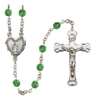 Sterling Silver 6mm Austrian Crystal Miraculous Rosary in Erinite