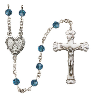 Sterling Silver 6mm Austrian Crystal Miraculous Rosary in Indocolite