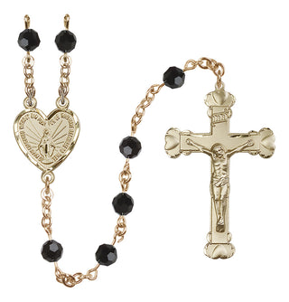 14 Karat Gold-Filled 6mm Austrian Crystal Miraculous Rosary in Jet