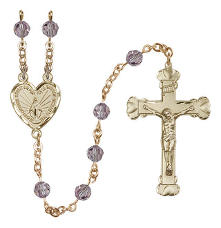 14kt Gold Filled 6mm Miraculous Heart Rosary