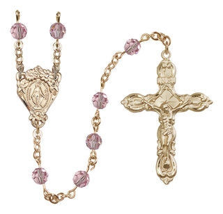 14 Karat Gold-Filled 6mm Austrian Crystal Miraculous Rosary in Light Rose