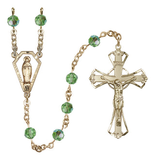 14 Karat Gold-Filled 6mm Austrian Crystal Miraculous Rosary in Peridot