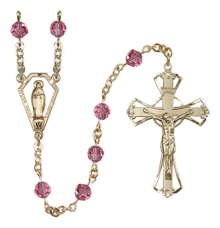 14 Karat Gold-Filled 6mm Austrian Crystal Miraculous Rosary in Rose
