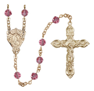 14 Karat Gold-Filled 6mm Austrian Crystal Miraculous Rosary in Rose