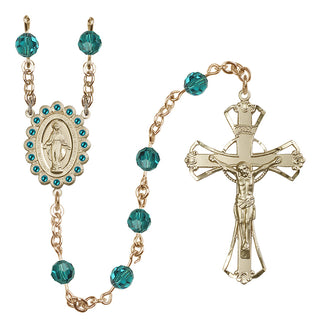 14 Karat Gold-Filled 6mm Austrian Crystal Miraculous Rosary in Zircon