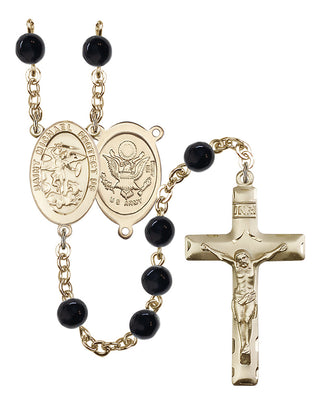 14 KT Gold Filled 6mm Black Onyx Saint Michael Army Rosary