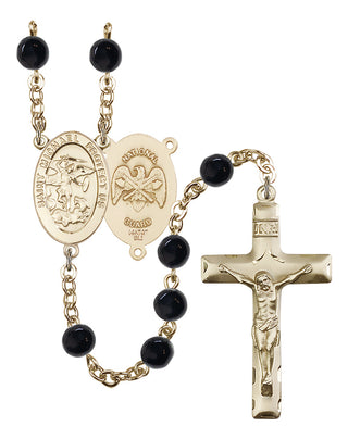 14kt Gold Filled 6mm Saint Michael the Archangel / National Guard Black Onyx Rosary