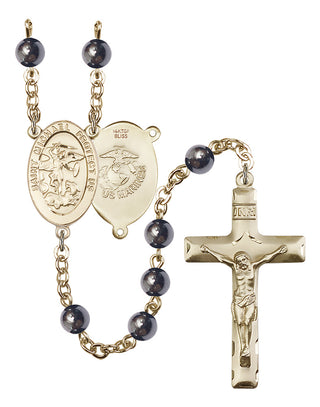 14 KT Gold Filled 6mm Hematite Saint Michael Marines Rosary