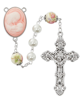 Pink Pearl Shell Baby Rosary Box