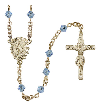 14 Karat Gold-Filled 5mm Austrian Crystal Miraculous Rosary in Aqua