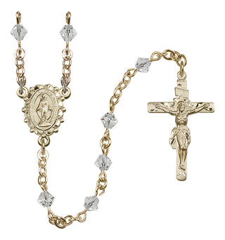 14 Karat Gold 5mm Austrian Crystal Miraculous Rosary in Crystal