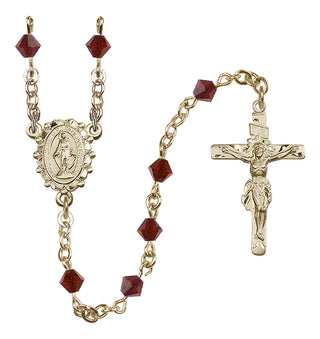 14 Karat Gold 5mm Austrian Crystal Miraculous Rosary in Garnet