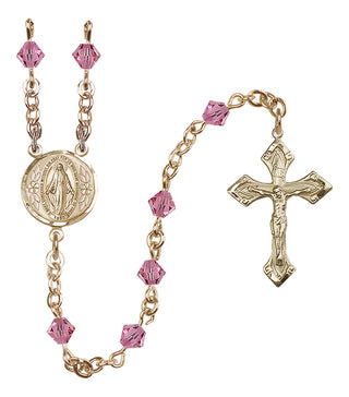 14 Karat Gold-Filled 5mm Austrian Crystal Miraculous Rosary in Rose