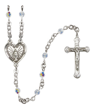 Sterling Silver 4mm Miraculous Heart Rosary