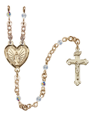 14kt Gold Filled 3mm Miraculous Heart Rosary