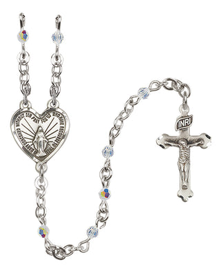 Sterling Silver 3mm Austrian Crystal Miraculous Heart Rosary