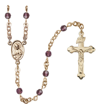 14 Karat Gold-Filled 4mm Austrian Crystal Scapular Rosary in Amethyst