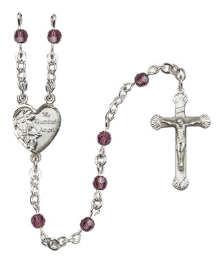 Sterling Silver 4mm Guardian Angel Heart Rosary