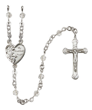 Sterling Silver 4mm Guardian Angel Heart Rosary