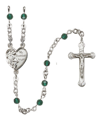 Sterling Silver 4mm Guardian Angel Heart Rosary