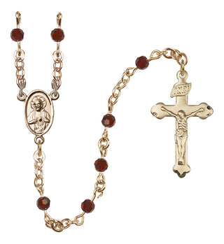 14 Karat Gold-Filled 4mm Austrian Crystal Scapular Rosary in Garnet