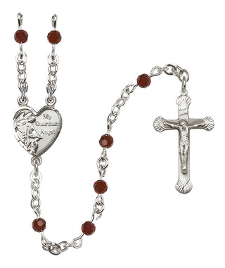 Sterling Silver 4mm Guardian Angel Heart Rosary