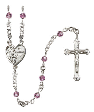 Sterling Silver 4mm Guardian Angel Heart Rosary