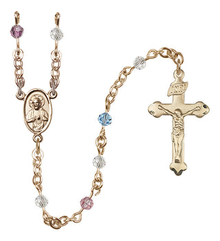 14 Karat Gold 4mm Austrian Crystal Scapular Rosary in Multi-Color
