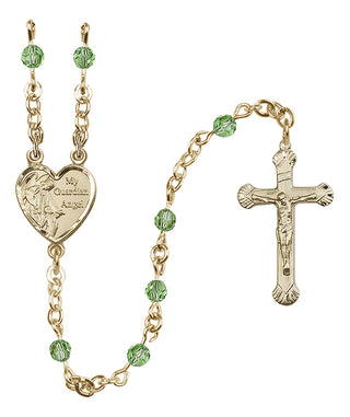 14 Karat Gold-Filled 4mm Austrian Crystal Guardian Angel Rosary in Peridot
