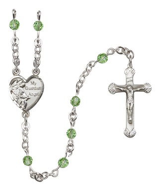 Sterling Silver 4mm Guardian Angel Heart Rosary