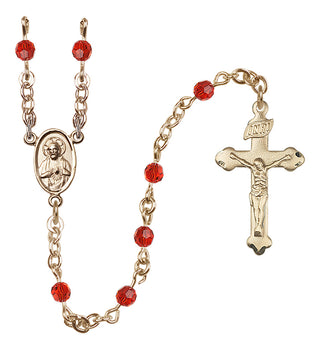 14 Karat Gold-Filled 4mm Austrian Crystal Scapular Rosary in Ruby