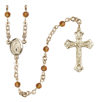 14 Karat Gold-Filled 4mm Austrian Crystal Miraculous Rosary Necklace in Topaz