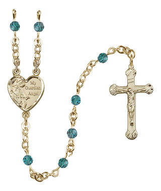14 Karat Gold-Filled 4mm Austrian Crystal Guardian Angel Rosary in Zircon