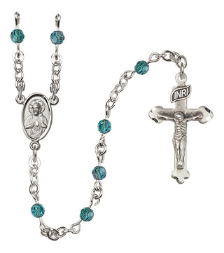 Sterling Silver 4mm Austrian Crystal Scapular Rosary in Zircon