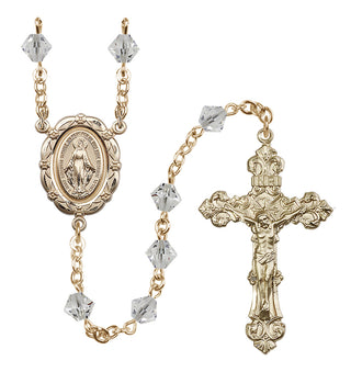 14 Karat Gold 6mm Austrian Crystal Miraculous Rosary in Crystal