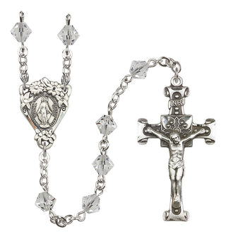 Sterling Silver 6mm Austrian Crystal Miraculous Rosary in Crystal