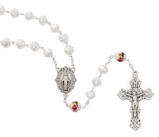 Pearl With Capped Ceramic Of Rosary