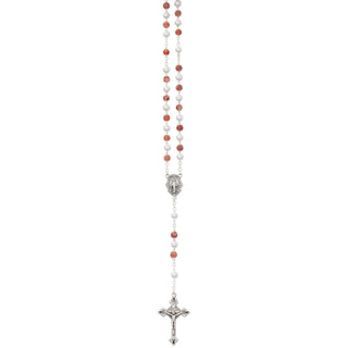 6MM Pink Gemstone & Pearl Rosary
