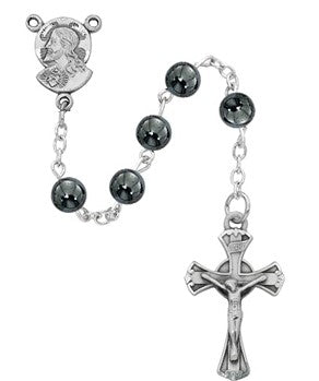 6Mm Hematite Sacred Heart Youth Rosary 