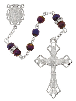 Metallic Purple Crystal Rosary with Gift Box