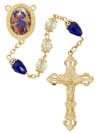 Crystal And Blue Tear Drop Rosary with Gift Box 