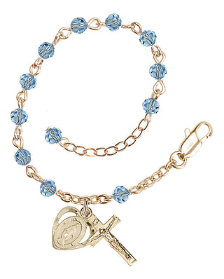 Adjustable Gold Plated 4mm Crystal Scapular Rosary | Aqua