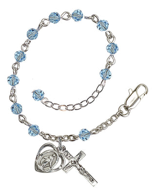 Adjustable Silver Plated 4mm Crystal Scapular Rosary | Aqua