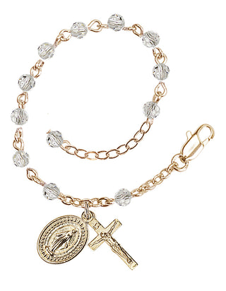 Adjustable Gold Plated 4mm Crystal Scapular Rosary | Crystal
