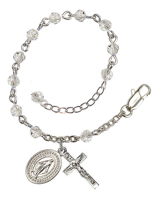 Adjustable Silver Plated 4mm Crystal Scapular Rosary | Crystal