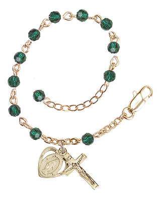 Adjustable Gold Plated 4mm Crystal Scapular Rosary | Emerald